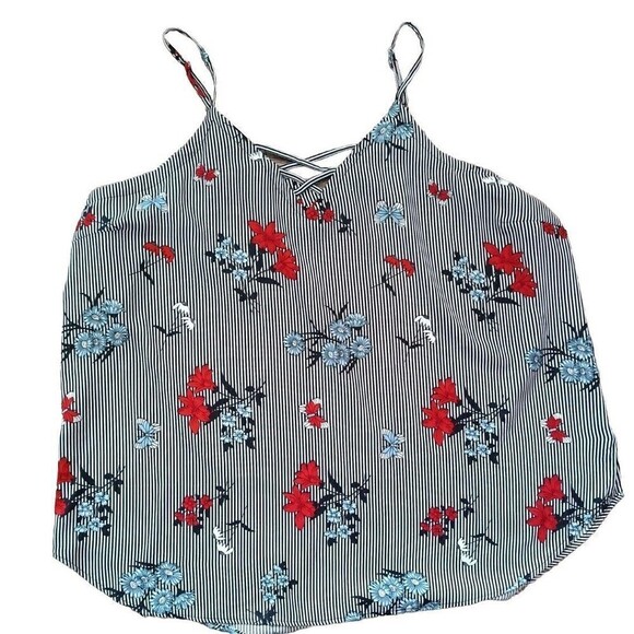 Daytrip Top Plus Size 3X  Printed Floral Black White Stripes Spaghetti Straps - Picture 3 of 8